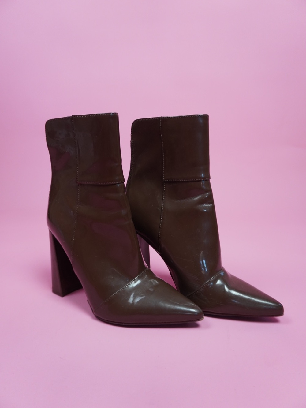 Women's Pointed Toe High Heel Ankle Boots - Brown